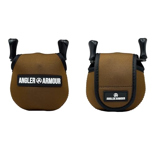Angler Armour Baitcast Reel Cover | Baitcaster Sleeve | Fishing Reel Pouch | Low Profile Baitcasting Reel Protector | Neoprene Reel Case | 50 100 200 Series Baitcast Covers - color: Marsh Brown