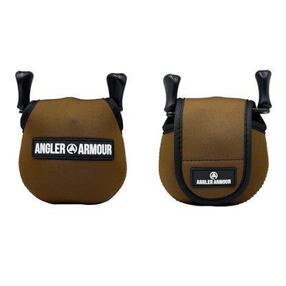 Angler Armour Baitcast Reel Cover | Baitcaster Sleeve | Fishing Reel Pouch | Low Profile Baitcasting Reel Protector | Neoprene Reel Case | 50 100 200 Series Baitcast Covers - color: Marsh Brown