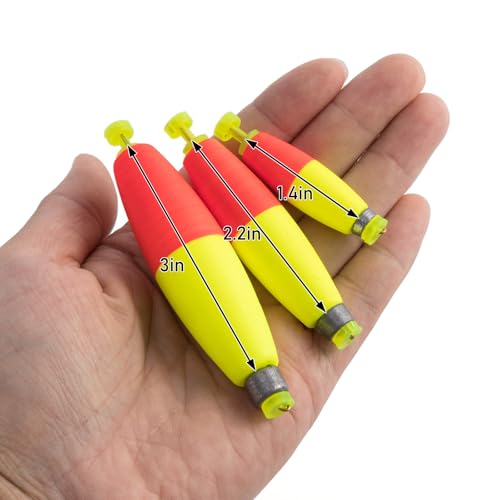 Dr.Fish Cigar Fishing Bobbers Weighted Fishing Floats EVA Foam Snap-On Spring Floats Fly Sea Boat Fishing for Bass Trout Panfish Bluegills - color: Red-5 Pack, size: 1.4"