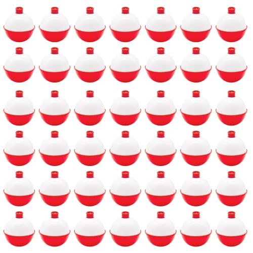 50 PCS Large Fishing Float,1.5inch Hard ABS Fishing Bobber,Red and White Bobbers,Push Button Round Buoy Floats for Tackle Accessories