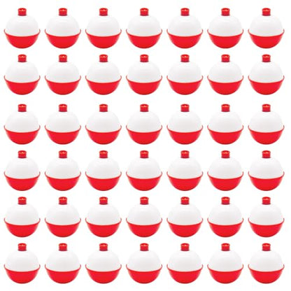 50 PCS Large Fishing Float,1.5inch Hard ABS Fishing Bobber,Red and White Bobbers,Push Button Round Buoy Floats for Tackle Accessories