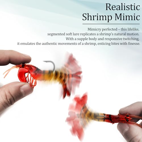 Soft Fishing Lures Shad Minnow Swimbaits, Pre-Rigged Jig Heads Paddle Tail Swim Baits for Bass, Trout, Walleye, Crappie, Sinking Jigs Bait for Saltwater Freshwater, Fishing Gifts for Men - color: C4-10 Pcs Soft Shrimp Swimbait