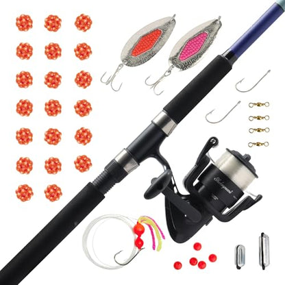 Shakespeare Catch More Fish Spinning Reel and Fishing Rod Combo with Kit - color: Salmon, style: 2024 Model
