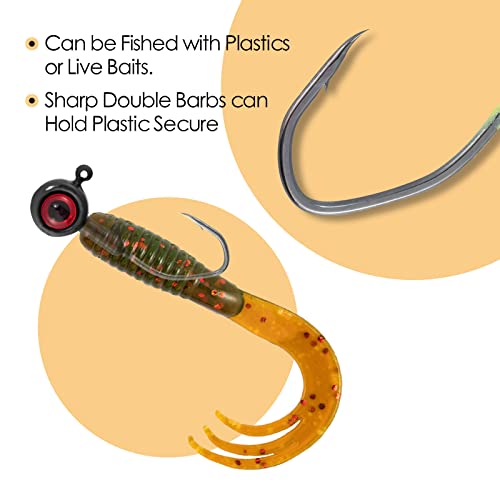Dr.Fish Crappie Jig 3D Eyes Fishing Jig Head Freshwater Crappie Trout Panfish Hook Bass Fishing Lure 1/32oz 1/16oz 1/8oz - color: Black, size: 1/8oz(#2)-10 Pack
