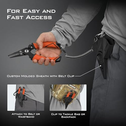 KastKing Paradox Fishing Pliers, Angled Fish Lip Gripper, Saltwater Resistant 420 Stainless Steel Fishing Tools, Fishing Pliers Hook Remover with Ergonomic Handle, Fishing Gifts for Men - style: A:7.5" Split Ring
