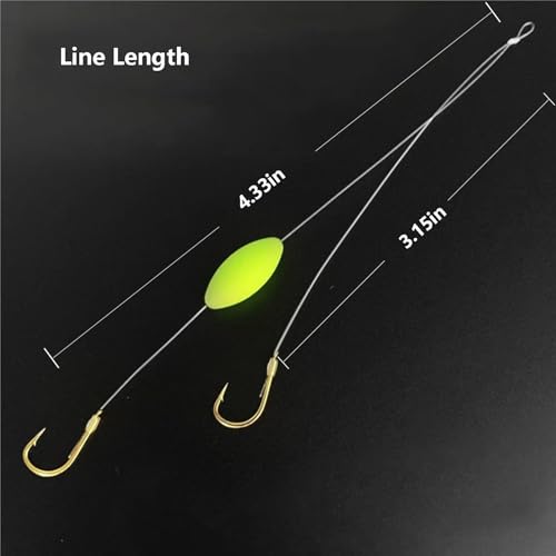 AMHDV Small Pre Tied Fishing Hooks, Double Hook with Line Reverse Bottom Floats - size: 8# (4.4-8.8lb)
