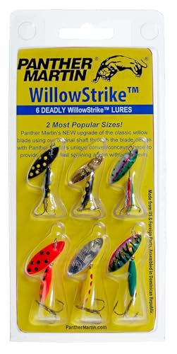 Panther Martin Fishing Lures 6-Pack All Time Greatest Fish Catcher World Famous Spinning Lures in Value Kit Spinners for Trout, Salmon, Panfish, Bass, Crappie & Perch - style: Willowstrike