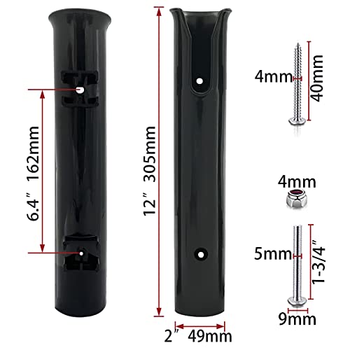 ISURE MARINE Fishing Rod Holder Bracket Wall Mounted Boat Side Mount Tool Holder Tube Links with Screws 2/3/4/6 Pole Tube (White/Black) - color: 2-Pole Black