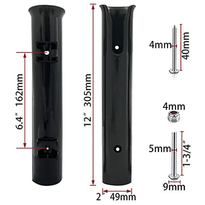 ISURE MARINE Fishing Rod Holder Bracket Wall Mounted Boat Side Mount Tool Holder Tube Links with Screws 2/3/4/6 Pole Tube (White/Black) - color: 2-Pole Black