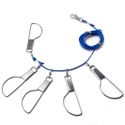 Alwonder Fish Stringer 16ft/6.5ft, Fishing Stringer with Stainless Steel Swivels Snaps Lock and Heavy Duty Ground Pillar, Stringers Trout Fishing Gear for Trout Bass Salmon Walleye - color: 6.5ft with 5 snaps