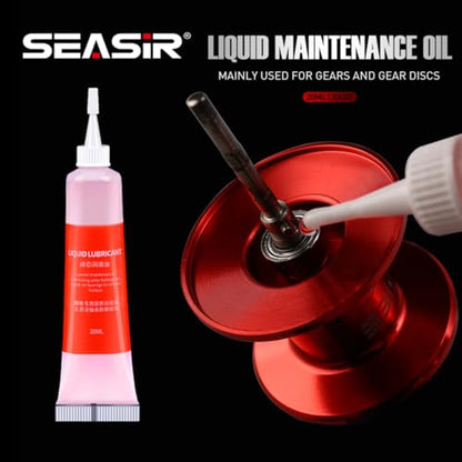 SEASIR Fishing Reel Oil, 2Pcs Reel Oil and Grease Kit, Multi-Purpose Reel Lubricant for Reel Bearings, Bushings and Shafts - Spinning, Baitcasting, Freshwater, Saltwater