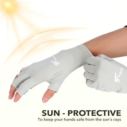 8 Fans Fishing Gloves UPF50+ Fly Fishing Gloves, Fingerless Gloves Sun Protection Gloves Men Women for Outdoor, Kayaking, Cycling, Rowing (Medium)
