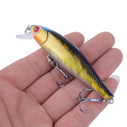 1pc Japan Hot Model Sinking Minnow Fishing Lures 3.35inch 9.2G Jerkbait with 3D Eyes & Sharp Treble Hooks, Lifelike Skin Artificial Bait for Saltwater & Freshwater
