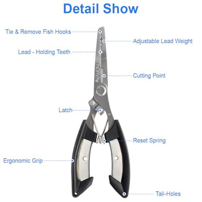 Fishing Pliers, 3rd Generation Multifunctional Stainless Steel Fish Pliers Hook Remover Tools with Lanyard, Suitable for Saltwater and Freshwater