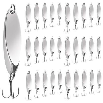 Fishing Lures Spoons, Trout Lures 5pcs/30pcs Hard Metal Spinner Bass Baits 5 Sizes Casting Spoon Hooks for Salmon Bass in 1/5oz 1/4oz 3/8oz 1/2oz 3/4oz - color: 30PCS-7g/10g/14g/18g/21g