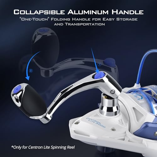 KastKing Centron & Centron Lite Spinning Reels, Size 500 is Perfect for Ice Fishing, Up to 17.5 Max Drag, 5.2:1 Gear Ratio, Ultra Smooth Powerful, CNC Aluminum Spool, 9+1 BB Light Weight - color: Centron Lite - Collapsible Handle, size: Size 3000