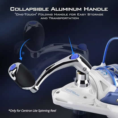 KastKing Centron & Centron Lite Spinning Reels, Size 500 is Perfect for Ice Fishing, Up to 17.5 Max Drag, 5.2:1 Gear Ratio, Ultra Smooth Powerful, CNC Aluminum Spool, 9+1 BB Light Weight - color: Centron Lite - Collapsible Handle, size: Size 3000