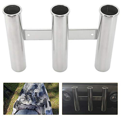 DasMarine 2 Pack 316 Stainless Steel Wall Side Mounted Rod Holder 3 Rod Rack Fishing Rod Pod for Marine Yacht RV