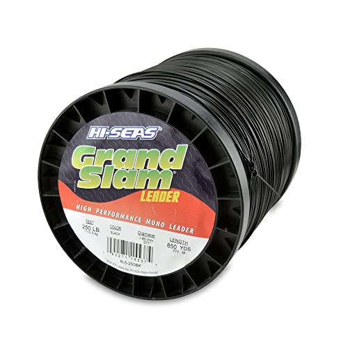 HI-SEAS Grand Slam Monofilament Fishing Leader - Superior Strong Clear Black, for Freshwater & Saltwater Big Game Bottom Fishing, Trolling - color: Black, style: 850 Yd, 250 Lb, .071 in / 1.80 Mm