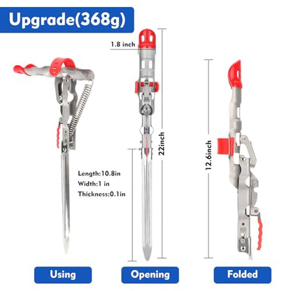 Automatic Spring Fishing Rod Holde, Stainless Steel Folding Rod Stand Ground Support Brackets Have Two Springs, Sensitivity is Adjustable and Works on Bull Sized Bluegill and UP