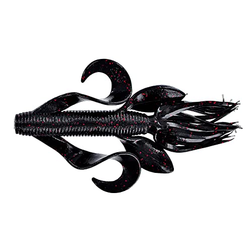 Yamamoto Custom Baits 4" Kreature Soft Creature Bait, 7-Pack, Bass Fishing Soft Plastic Lure, Multiple Colors - color: BLACK W/ SMALL RED FLAKE (7 PACK)