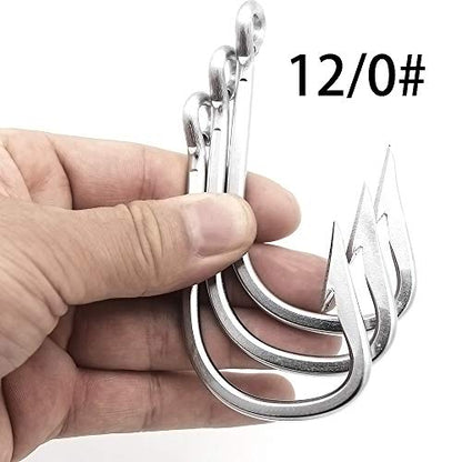 Saltwater Large Giant Shark,Tuna and Catfish Hooks Extra Strong Stainless Steel Fishing Hooks… - size: 6/0(pack of 5)