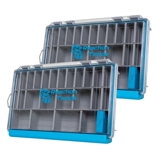 Reaction Tackle Ultra Elite Tackle Trays, Water Resistant Fishing Tackle Box Organizer with Removable Dividers, Sealed Rubber Gasket and One Hand Latch - 3600 (2-Pack) - size: 3600 (2-Pack)