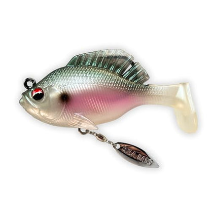 USA Bass Tackle - Hand Poured Underspin Gill - Weedless Gilly Paddletail Sleeper Swimbait with Bass-Tech Soft Plastic & Owner Mega Jig Hook Largemouth Smallmouth Spotted Bass - color: Washed Gill, size: 1/2