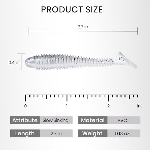 Pristis SwingShad, 35 pcs 3'' Paddle Tail Swimbaits, Soft Plastic Fishing Lures for Bass Crappie Smallmouth, Durable Swim Baits Sinking Swimmer Kit for Saltwater Freshwater Texas Carolina Fitness Rig - color: Bluegill