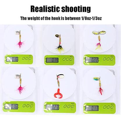 Rooster Tail Fishing Lures Kit - 16PCS Freshwater Trout and Bass Lures, Spinner Baits, Fishing Spoon, Hard Metal Spinners With Carry Bag