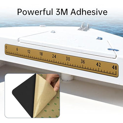 HZshark EVA Foam Fish Measuring Board, Fish Ruler with 3M Self-Adhesive Backing, 48" Fishing Tape Measure for Boats Sailboats Yachts Kayaks - color: Brown, size: 4.5"*48"