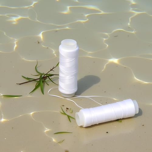 2Pcs White Fishing Thread,Bait Thread,Nylon Elastic Invisible Magic Fishing Line 0.1/0.2 mm Stretchy Fishing Line Length 656 Feet Per Spool Clear Fishings String,Monofilament Line Fishing