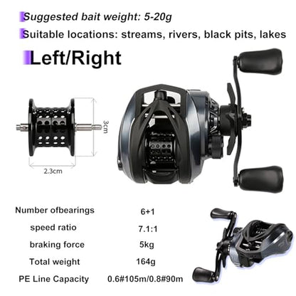 DCast Baitcasting Fishing Reel with Digital Anti-Backlash Control & Smart Braking System, Lightweight Easy-Cast Baitcaster for Bass Fishing - color: Left Handed