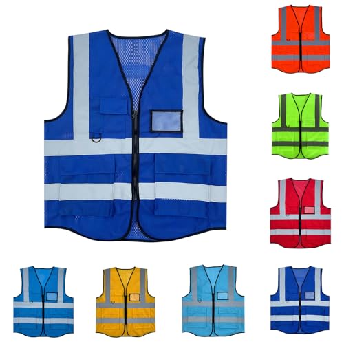 Fishing Vest - Work Vest for Men V Neck Zip Up Lightweight Breathable Sleeveless Utility Jackets Mesh Outwear Vests 2026 - color: 04# Blue