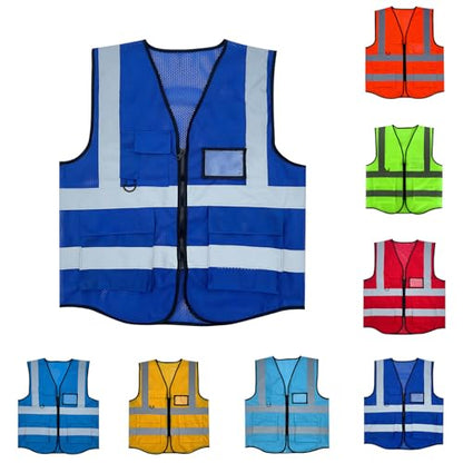Fishing Vest - Work Vest for Men V Neck Zip Up Lightweight Breathable Sleeveless Utility Jackets Mesh Outwear Vests 2026 - color: 04# Blue