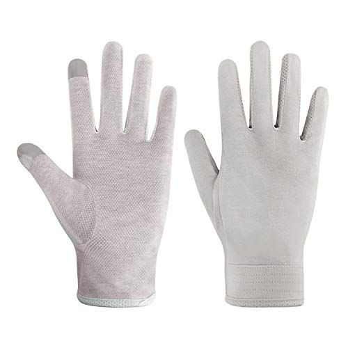 JIAHG Women Men's Driving Gloves Summer UV Sun Glove Non Slip Touchscreen Cotton Gloves Outdoor Sunblock Mittens for Cycling - color: Cotton-grey Full Finger