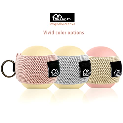 WK IEASON Lip Balm Holder Sleeve with Keychain Lipstick Sleeve Holder Tight-knit Elastic Holder for Ball Lip Balm Lipstick Holder Keychain - color: Pink/Beige/Grey