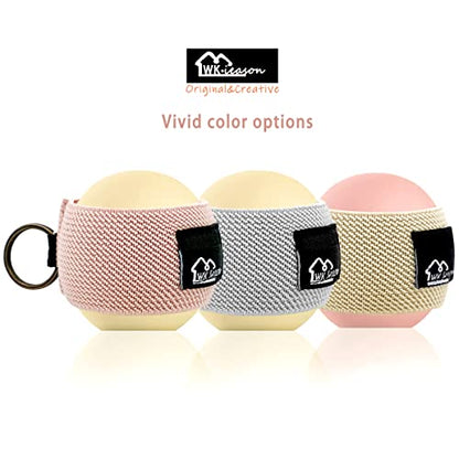 WK IEASON Lip Balm Holder Sleeve with Keychain Lipstick Sleeve Holder Tight-knit Elastic Holder for Ball Lip Balm Lipstick Holder Keychain - color: Pink/Beige/Grey