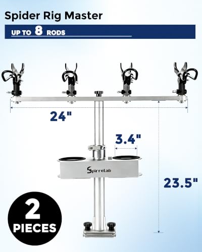 Spider Fishing Rod Holders for Boat, Aluminum Crappie Fishing Pole Mount, Adjustable Height & Angle, Boat Rod Rack for Spider Rigging - style: 2 Pack, Fishing Rod Holder