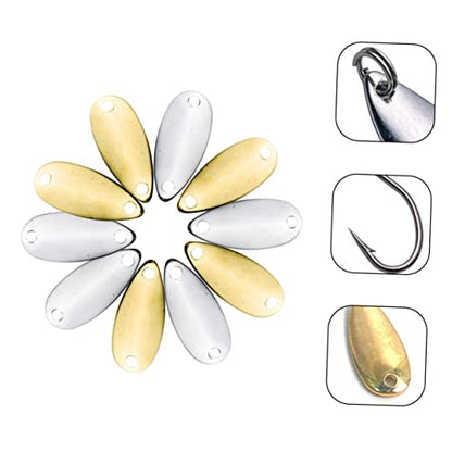 LIOOBO 20pcs Metal Fishing Bait Blades Durable Lure Making Kit for Small Fish Gold Great Fishing Supplies for Enthusiasts