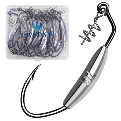 Twistlock Fishing Hooks, Swimbait Hooks Belly Offset Hooks Weighted Hook 1/0 3/0 4/0 for Soft Plastics Lures Fishing Saltwater Freshwater - color: Spring Weighted Hooks 7g - 15pcs