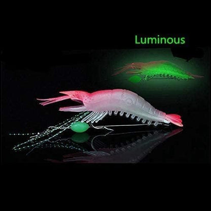 5pcs Soft Luminous Shrimp Lure Set, 5 Colors Shrimp Bait with Hooks and Beads - Fishing Tackles for Freshwater and Saltwater Bass, Trout, Catfish, Salmon