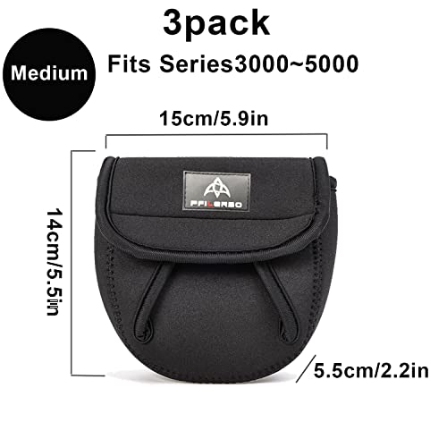 PFIERSO 3Pcs Fishing Spinning Reel Covers Bag Baitcasting Trolling Fishing Reel Protective Case Pouch Sleeve Gloves Fishing Bags Fits 1000-8000 Series Reel 3Size (Meidum-3Pack) - color: Meidum-3Pack
