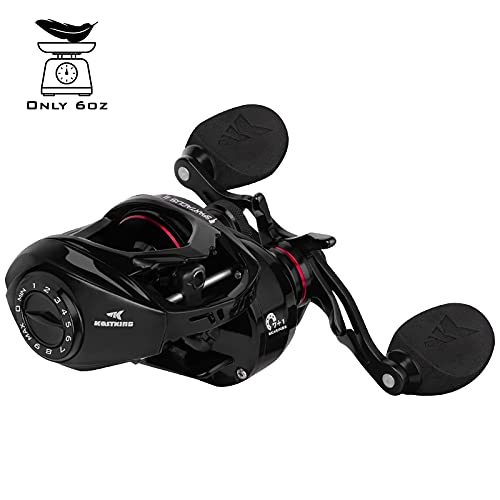 KastKing Spartacus II Baitcasting Fishing Reel, 6oz Ultralight Baitcaster Reel, Super Smooth with 17.6 LB Carbon Fiber Drag, 7.2:1 Gear Ratio, 39mm Palm Perfect Lower Profile Design - color: C:Left-Black Rhino-7.2:1