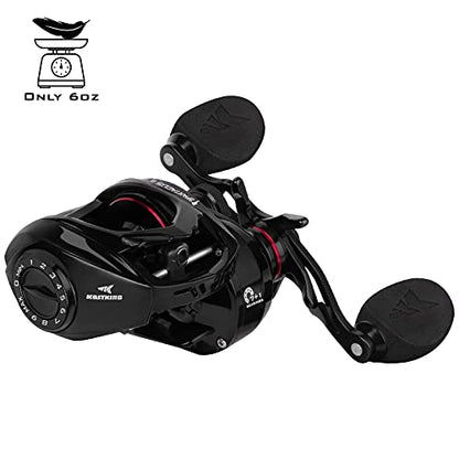 KastKing Spartacus II Baitcasting Fishing Reel, 6oz Ultralight Baitcaster Reel, Super Smooth with 17.6 LB Carbon Fiber Drag, 7.2:1 Gear Ratio, 39mm Palm Perfect Lower Profile Design - color: C:Left-Black Rhino-7.2:1