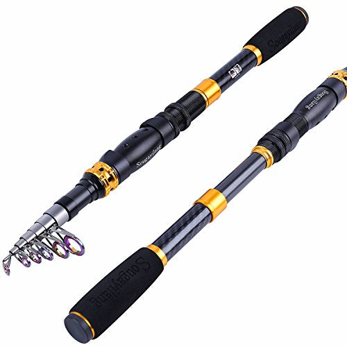 Sougayilang Telescopic Fishing Rod – 24 Ton Carbon Fiber Ultralight, Portable Retractable Handle, CNC Reel Seat, Stainless Steel Guides for Bass, Trout, Salmon, Panfish - color: 3.0m/9.9ft