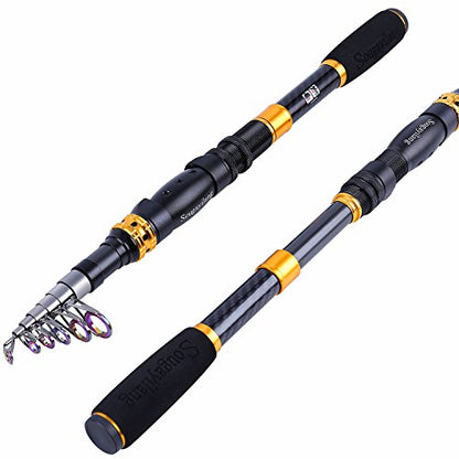 Sougayilang Telescopic Fishing Rod – 24 Ton Carbon Fiber Ultralight, Portable Retractable Handle, CNC Reel Seat, Stainless Steel Guides for Bass, Trout, Salmon, Panfish - color: 3.0m/9.9ft