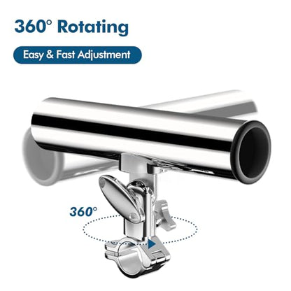 Fishing Rod Holder for Boat ,Stainless Steel 316 Rail Mount Clamp Fishing Rod Holders Marine Grade 360 Degree Adjustable Fishing Rod Holder - style: Middle Clamp