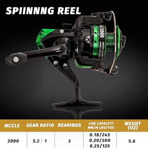 I00000 Fishing Rod and Reel Combos with Fiberglass Telescopic Fishing Pole - Spinning Reel Fishing Carrier Bag, Freshwater and Saltwater Fishing Rod Kit,Travel Fishing Kit for Bass Trout - color: Green
