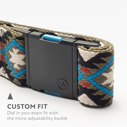 Arcade Belts A2 Unisex Adventure Belt: Heavy Duty Stretch, Metal Free Buckle - color: Twilight - Oat/Turquoise, size: Standard (Up to 40"); 1.5" Wide